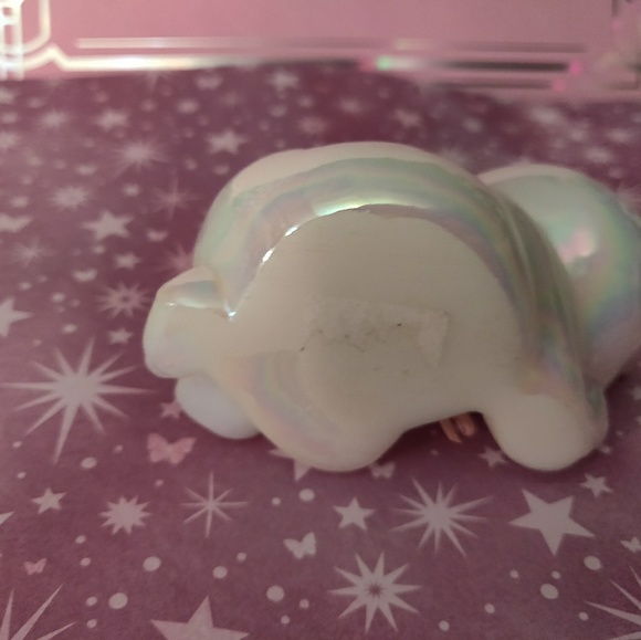 🐻 Fenton Opalescent Bear with Pink Rose 🐻 - Picture 2 of 4